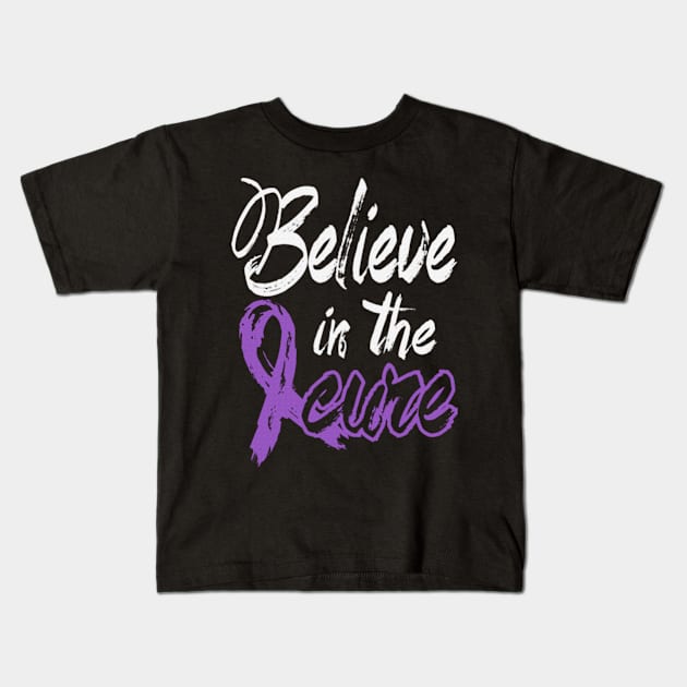 Believe In The Cure Gastric Cancer Awareness Periwinkle Ribbon Warrior Support Survivor Kids T-Shirt by celsaclaudio506